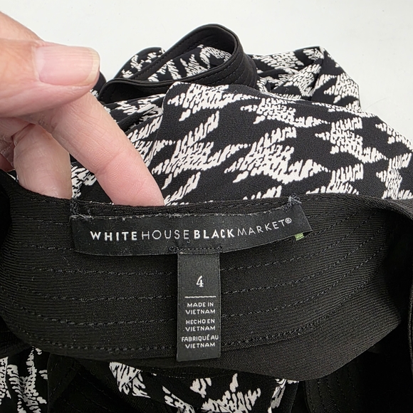 White House Black Market Black and White Houndstooth Long Sleeve Dress - Picture 10 of 11